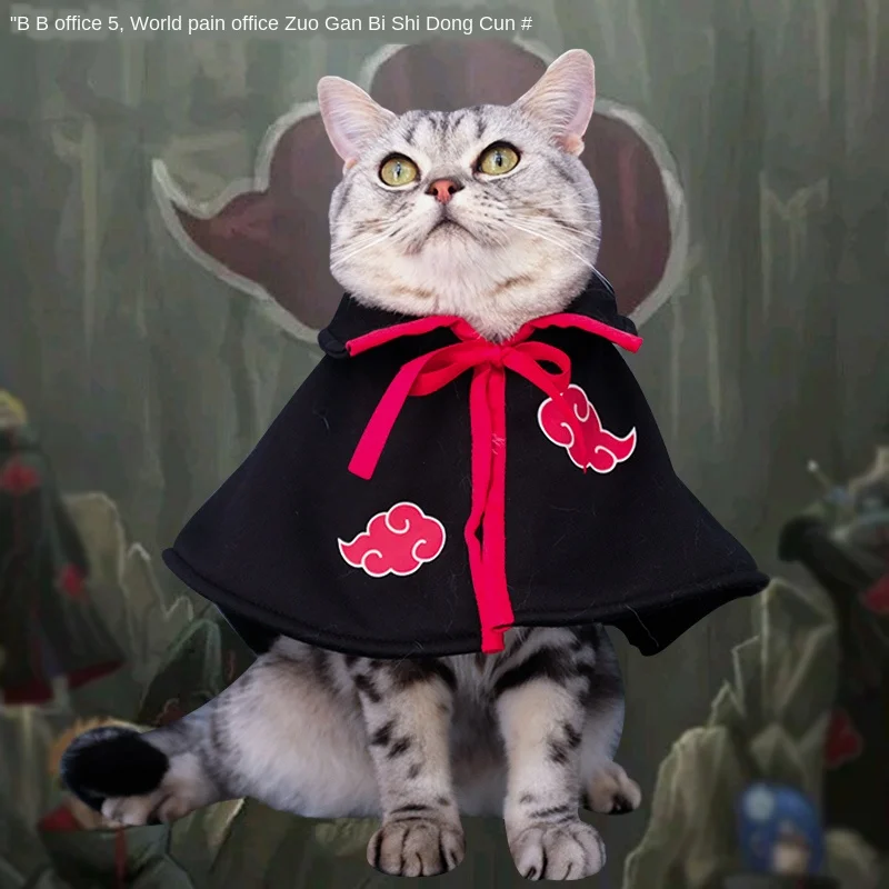 Japan Hot Anime Naruto Akatsuki Ninja Logo Cat Cape Dog Clothes Pet Cos