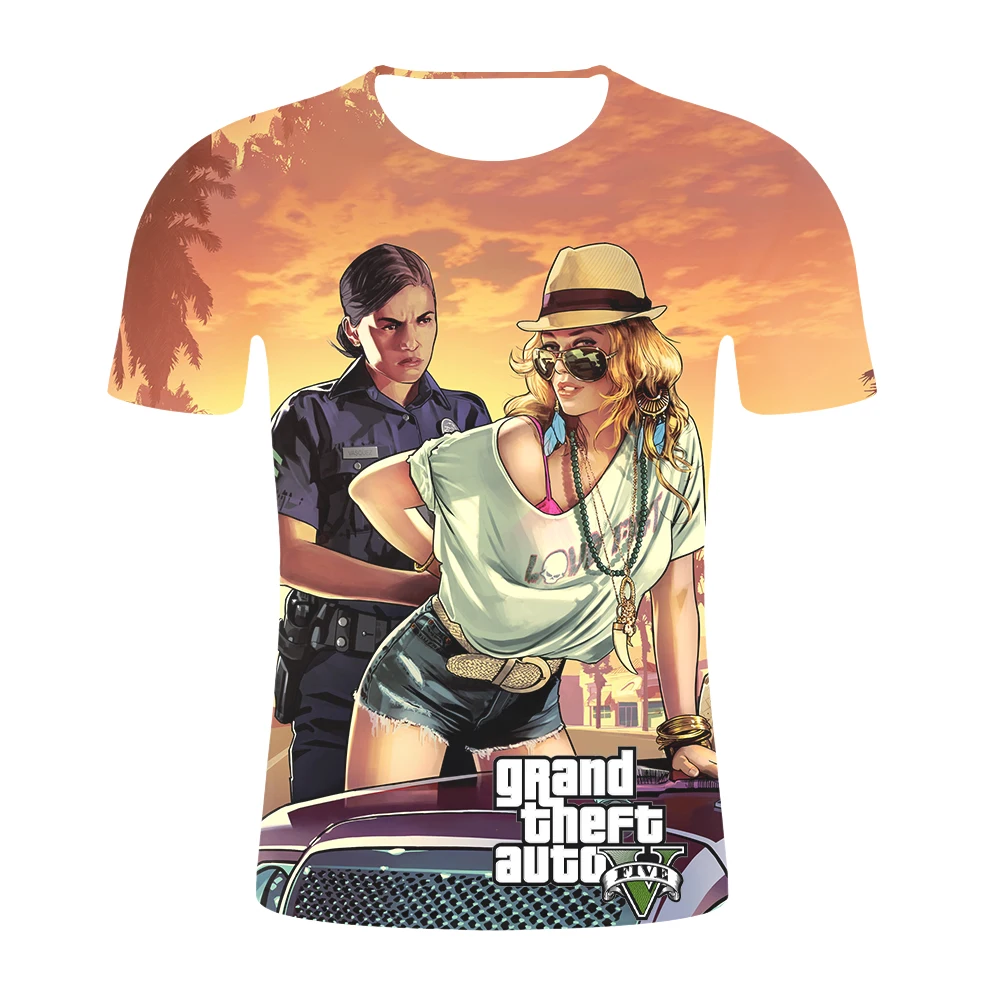 Grand Theft Auto Game GTA 5 цветная футболка с принтом для пар забавная одежда мужские летние