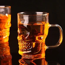 Креативная пивная стеклянная кружка с черепом, 500 мл, Пиратская чашка-партнер, Хрустальное стекло es с ручкой, для питья вина, виски, водки, необходимый бар KTV
