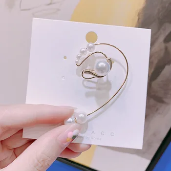 

Victoria Song Elf Earrings Celebrity Style Tempting of Signal Pierceless Pearl Clip-on INS Retro Matte Ear Stud