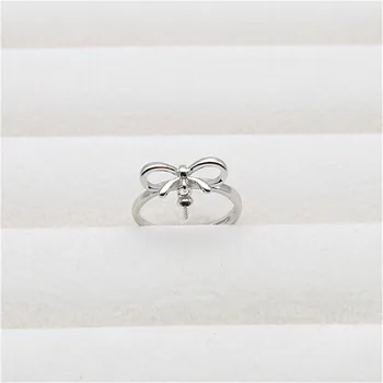 

Zircon Inlaid Butterfly Pearl Ring For Ladies Wedding Party 925 Silver Adjustable Bracket Without Pearls