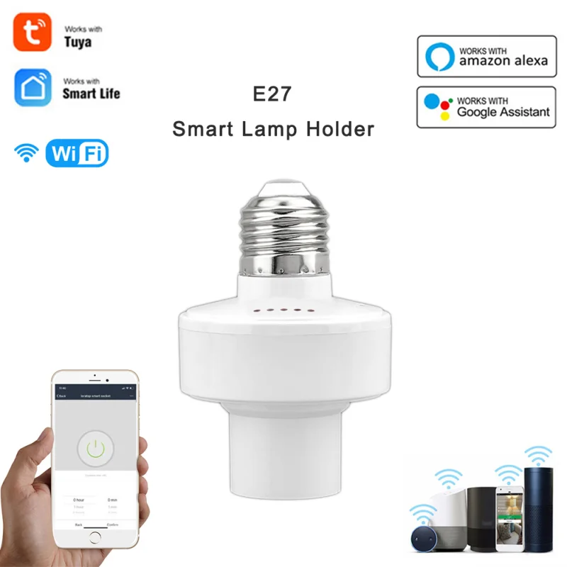 Smart WiFi Light Bulb Socket Adapter E26/E27 Switch W/ Amazon Alexa Google Home