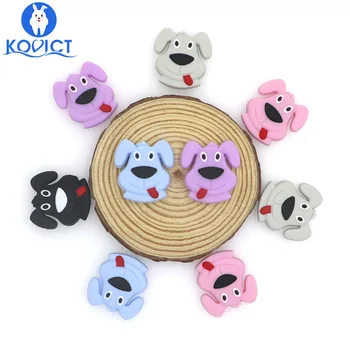 

Kovict 100pc Long-eared dog Silicone Beads Silicone Teether Food Grade DIY Nursing Necklace Accessories perle Beads