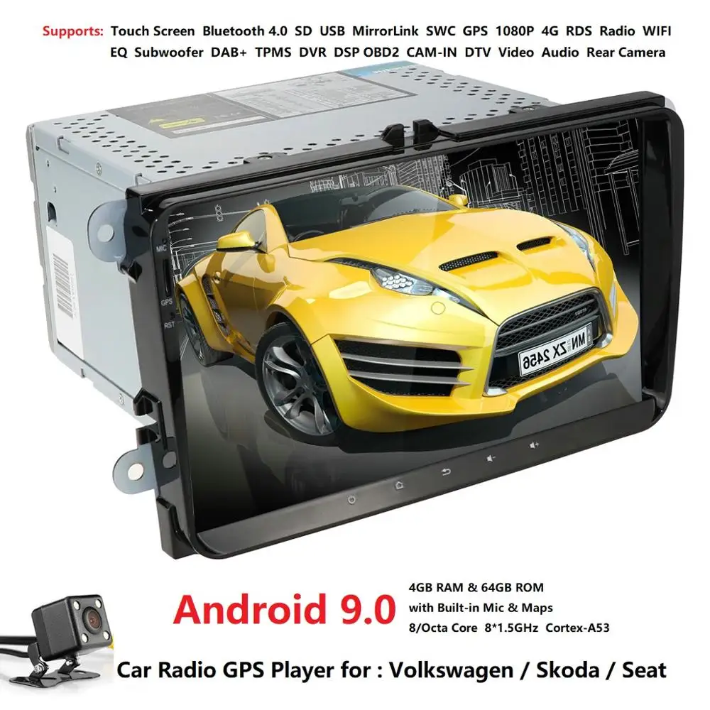PX5 Восьмиядерный 4 грамма+ 64 ПЗУ android 9,0 gps навигация для Passat Amarok Golf WT5 Polo Alseat Leon Поддержка wifi OBD, DAB, DVR, Free m