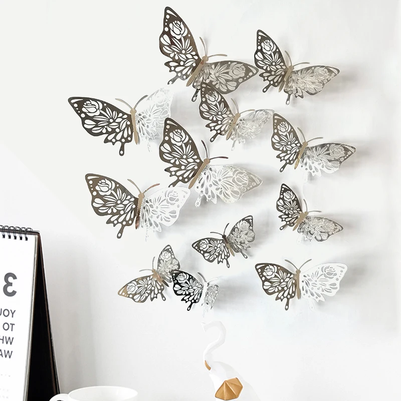 24 adesivi murali autoadesivi fai da te decorazioni artistiche rimovibili farfalle 3D adesivi murali neri – acquista a prezzi convenienti sul marketplace