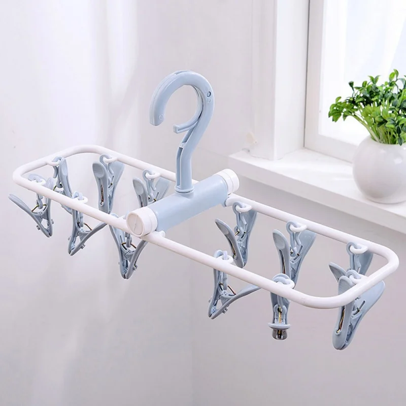 

Drying Racks 12PCS Portable Clothes Clip Hanger Windproof Non-slip Socks Underwear Home Clip Foldable Plastic Home Organization
