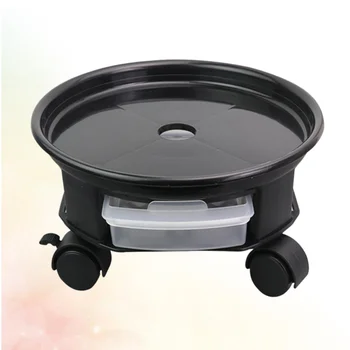 

30cm Round Flower Pot Trays Removable Universal Bottom Wheel Foundation Plant Flower Pot Base with Storage Drawer for Home (Blac