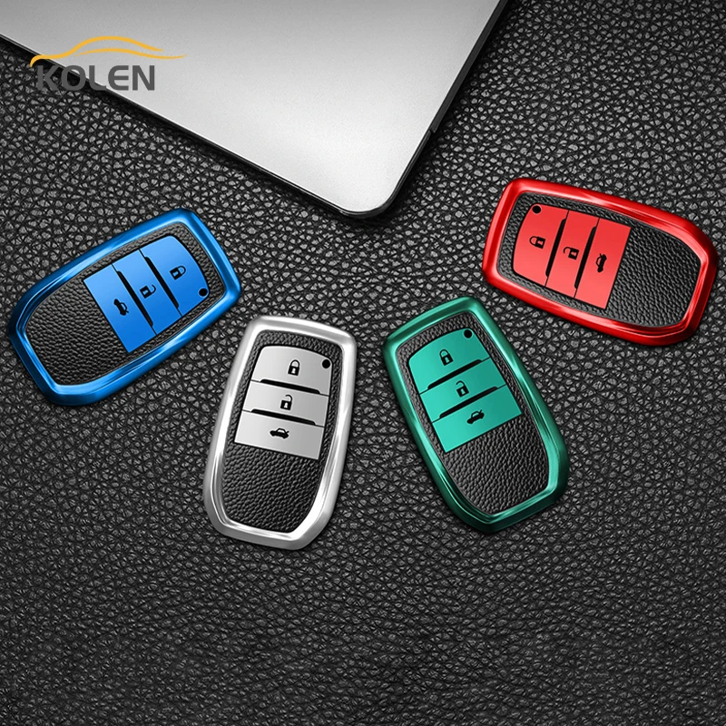 Leather TPU Car Smart Key Cover Case For Toyota Rav4 Corolla Altis Fortuner Camry Land Cruiser 200 Aygo CHR Protector Shell Fob - H1076e6a395a14799bc7b843ea883a359G
