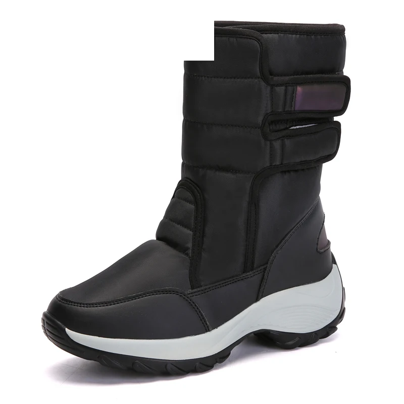 

CINESSD Winter Mid-Calf Women Boots Fashion Warm Ladies Casual Snow Boots Waterproof Non-slip Plush Turned-over Cuffed Shoes