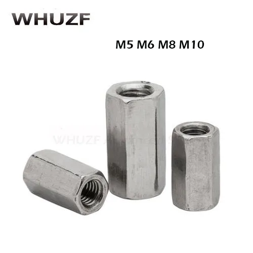 

Hex Nut 304 Stainless Steel Long Rod Coupling Hex Nut M5/6/M8/M10 Thread Nut High Strength Hex Nutsert