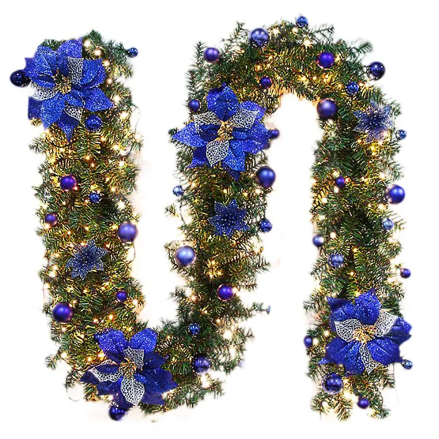 

2.7M LED Tree Hanging Ornament Rattan Colorful Decoration for Christmas Party Wedding Home Outdoor Garland Wreath Decoration Blu