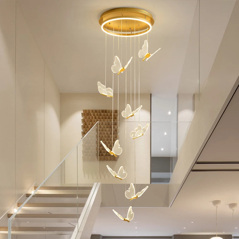 Description Picture 6 of itemButterfly Led Pendant Light Indoor Lighting Staircase Duplex Living Room Dining Room Restaurant Art Hallway Decoration