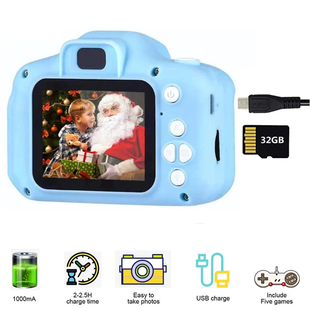 Mini Camera Kids Toys Cartoon 2 Inch HD Screen Digital Cameras Video Recorder Camcorder Language Switching Timed Shooting 6