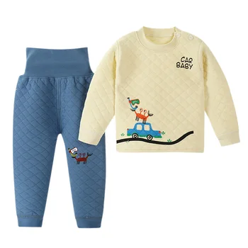 

Kids Boys Girls Thermal Underwear Set Girls Pajamas Cute Cartoon Printed T-shirt Tops Pants For Toddler Kid