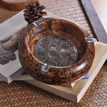 

features arts and crafts gift solid wood carving personality retro ashtray decorative furnishing articles ashtray