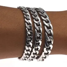 Серебряного цвета Панк тяжелый металл массивная цепочка браслет для женщин и мужчин браслеты в стиле стимпанк друг подарки ювелирные изделия