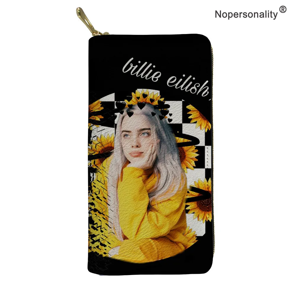 Nopersonality Billie Eilish, длинный женский кошелек с принтом, кошелек из искусственной кожи на молнии, Женский кошелек, клатч, женский кошелек, кошелек для монет - Цвет: YY2537Z21