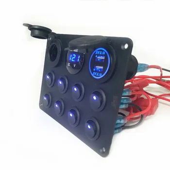 

8-Gang Panel Switch Power Socket Digital For RV Boat Truck ABS Equipment