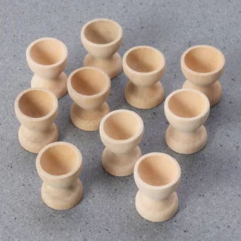 

10PCS Unpainted Nontoxic Wood Storage Holders Kitchen Tools Egg Cup for Kitchen Decoration