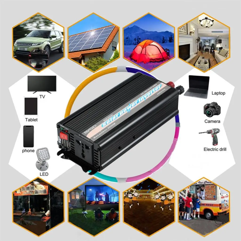 

New Modified Sine Wave Inverter Power Inverter DC 12V 220V Converter Car Power Charger Inverter with Dual USB Port Socket Fauses