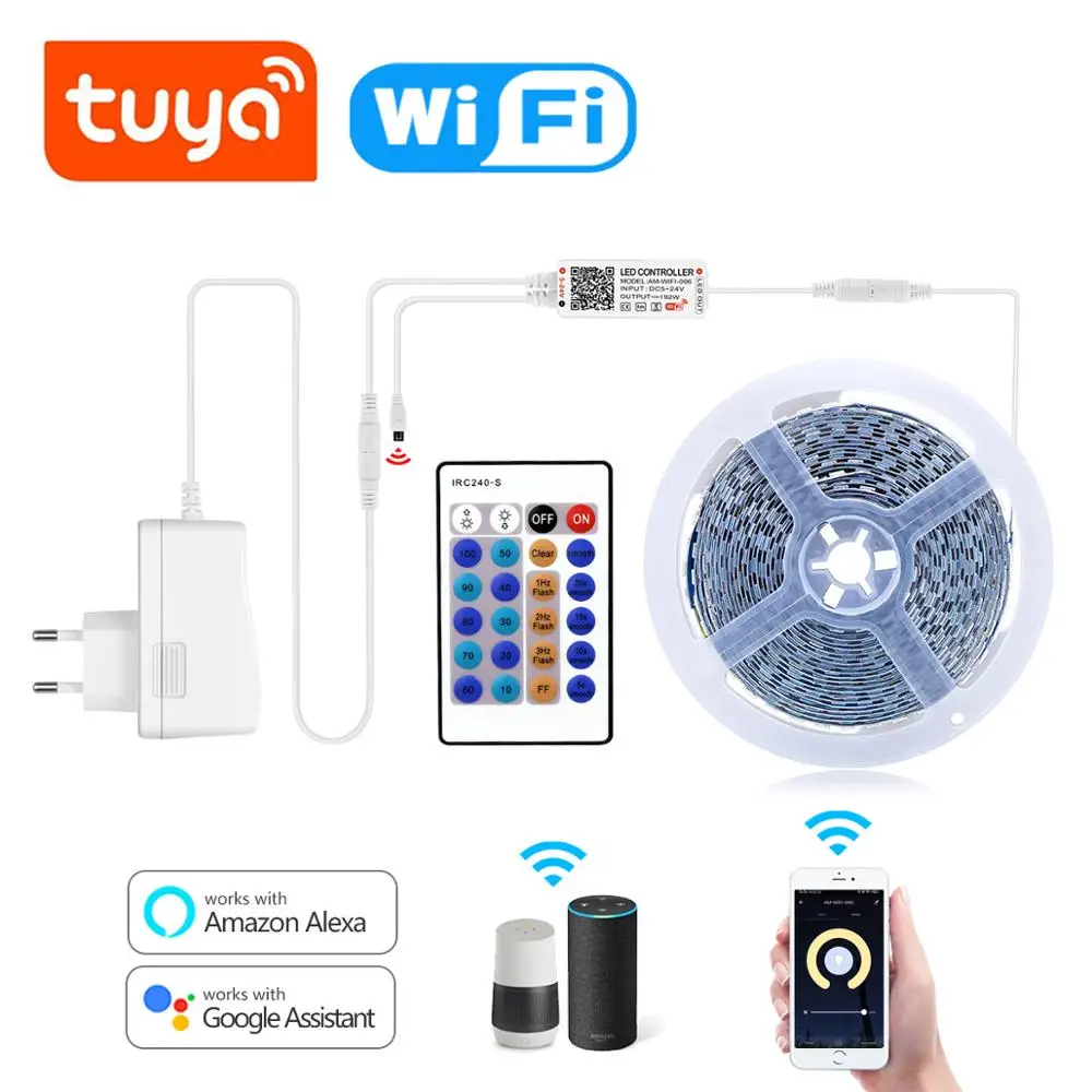 5M 4040 WI FI Tuya Светодиодные ленты светильник 120 или 60 светодиодов/M s Alexa совместимых