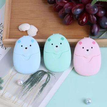 

50Pcs Mini Paper Soap Disposable Soap Paper Clean Scented Slice Foaming Box