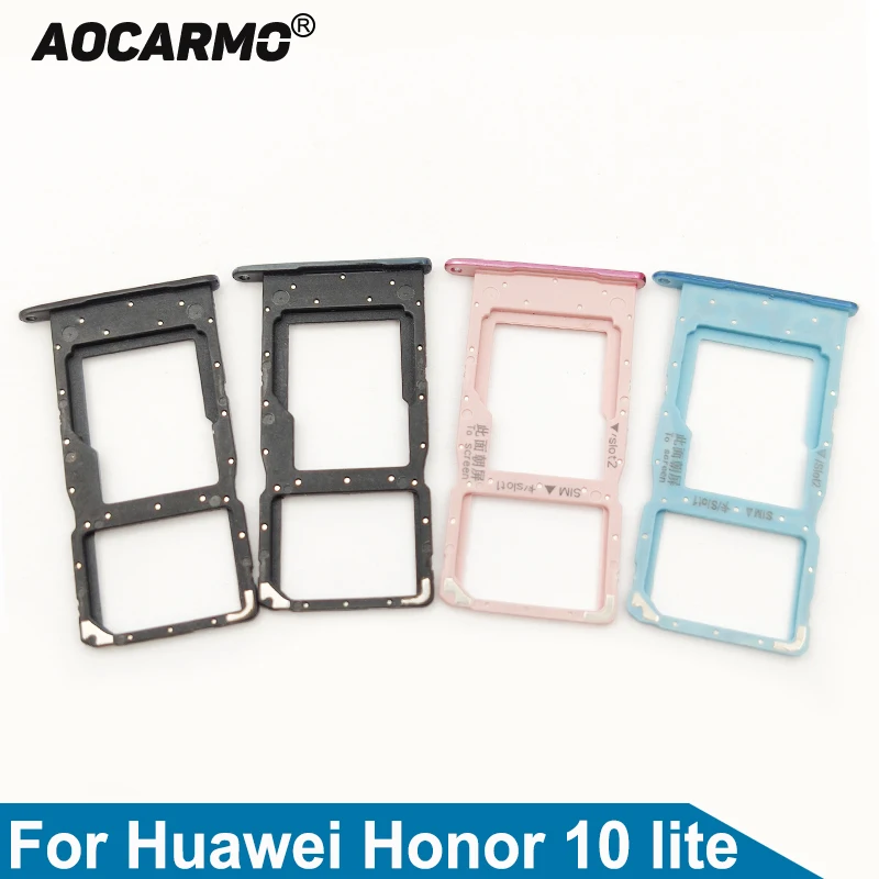 Держатель для карт памяти Aocarmo SD слот Nano Sim карты Huawei p smart (2019) / Honor 10 lite чехол sim