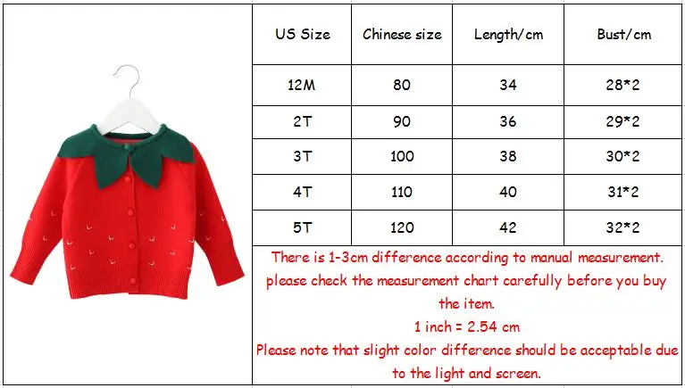 Детское пальто осенний модный вязаный кардиган ручной работы с клубничкой, Рождественский милый свитер, пальто для маленьких девочек, верхняя одежда, От 1 до 5 лет