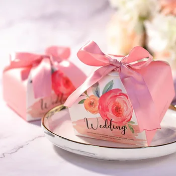 

80Pcs/set Wedding Favor Paper Gift Boxes Chocolate Bag Candy Box Baby Shower Birthday Gift Bags Bride Groom Party Supplies