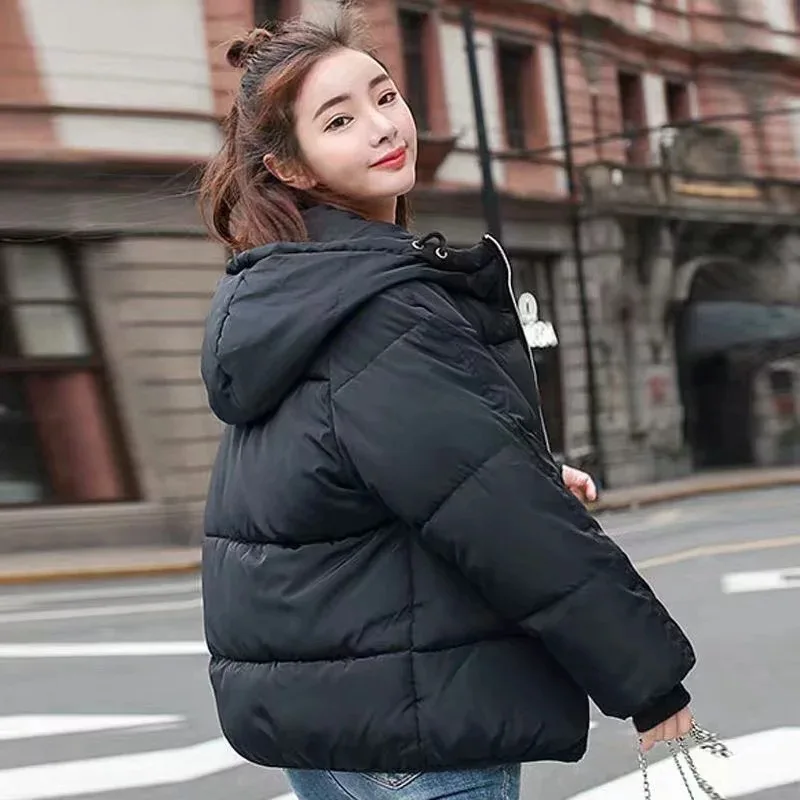 

Japanese Style Korean-style 19 Autumn And Winter New Style Elegant Casual Solid Color College Style down Coat Cotton-padded Clot