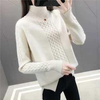 

Room 152506, 4 rows, No.1] real photo of new solid half high collar twist Pullover 46