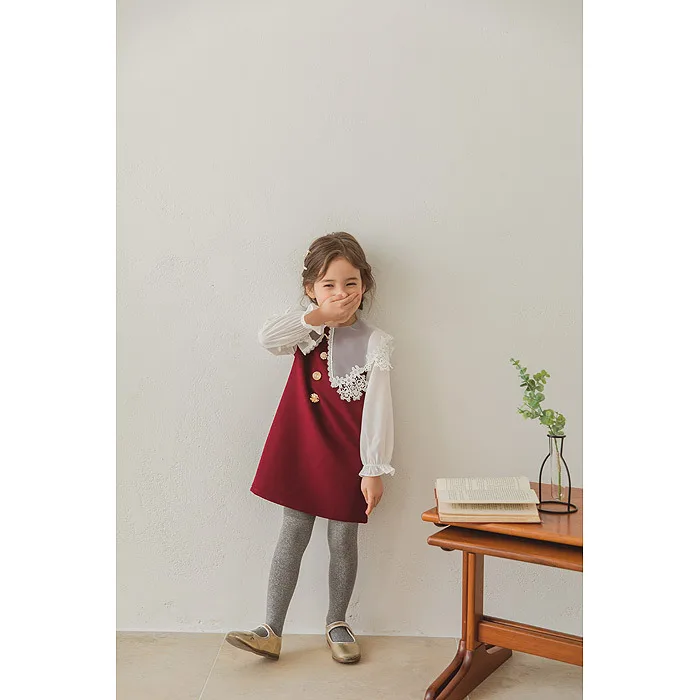 Детские платья для девочек, платье принцессы на свадьбу и вечеринку кружевное платье принцессы с отложным воротником для девочек одежда с длинными рукавами для девочек
