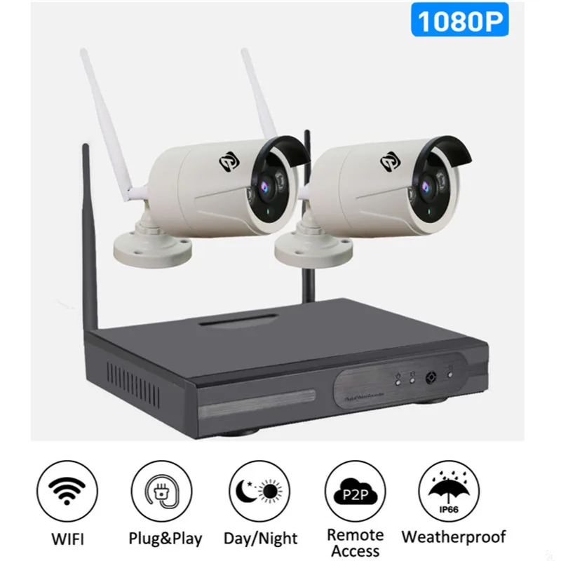 

H.265 Wireless Surveillance Camera CCTV Kit 1080P Waterproof IP Security Camera NVR System 2 Channel CCTV Outdoor Camera Set
