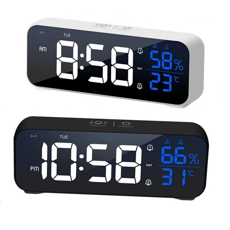 Led Music Alarm Clock Temperature Humidity Voice Control/alaways On