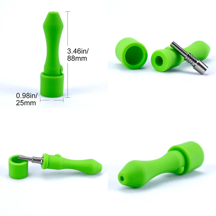 Tobacco Pipe 3.46 inch Easy Carry Silicone Smoking For Herb Wax with titanium tip rigs pipe Dry | Дом и сад