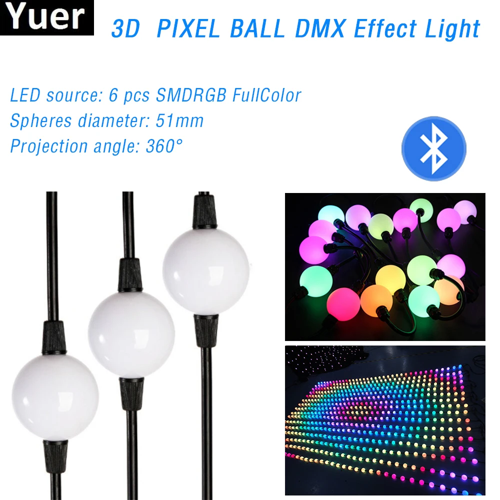 

51mm LED 3D Pixel Ball Stage Effect Light DMX 512 ARTNET Controller DJ Disco Party Bar Festival Decoration Night Lamp Par Light