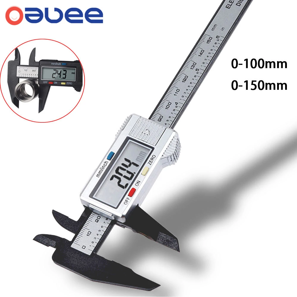 Oauee 150mm 100mm 6 Inch Electronic Digital Caliper Carbon Fiber Vernier Caliper Gauge