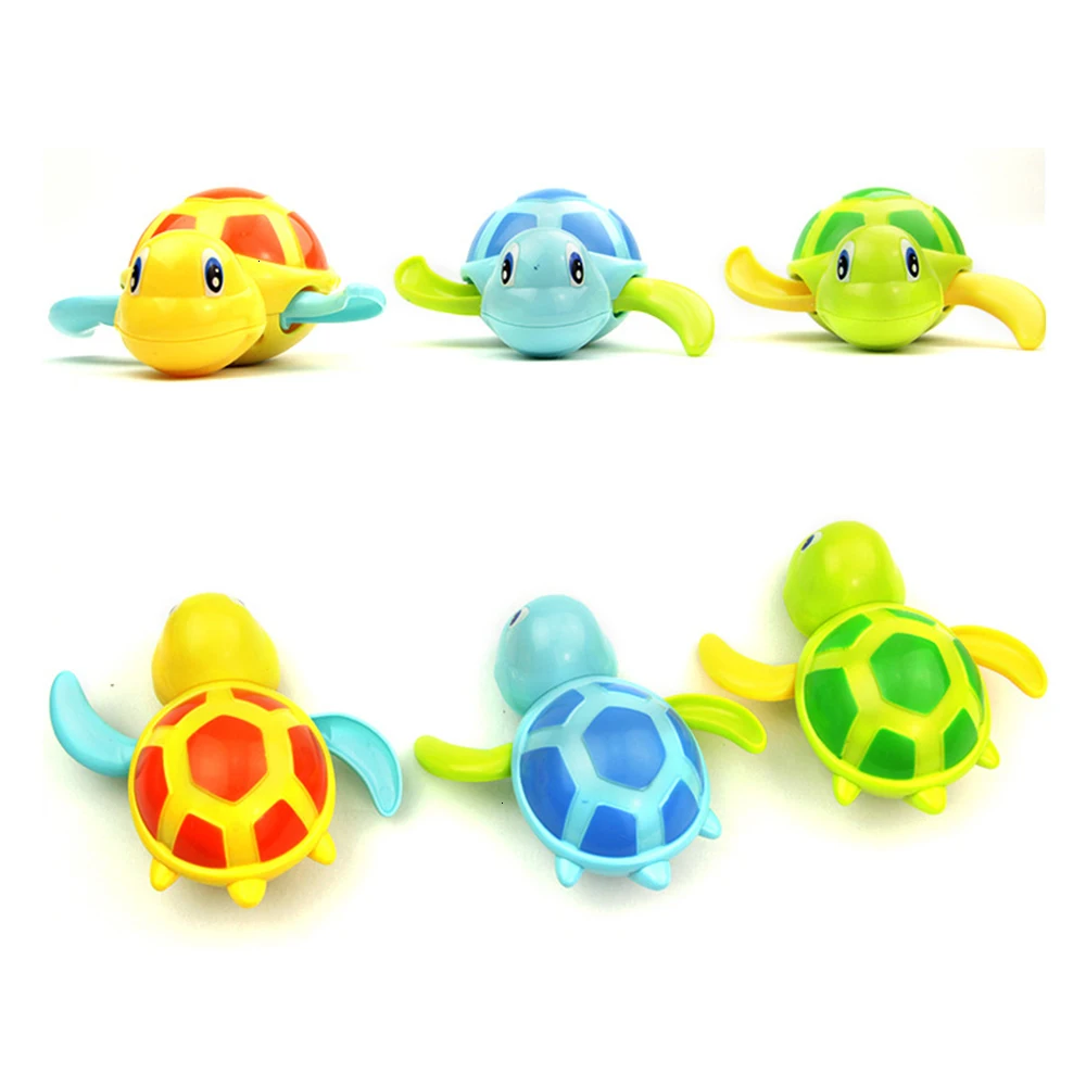 Cartoon Cute Tortoise Baby Water Bath Toys Classic Kids Infant Bathroom Mini Colorful Soft Floating Animals Figure Clockwork Toy 4