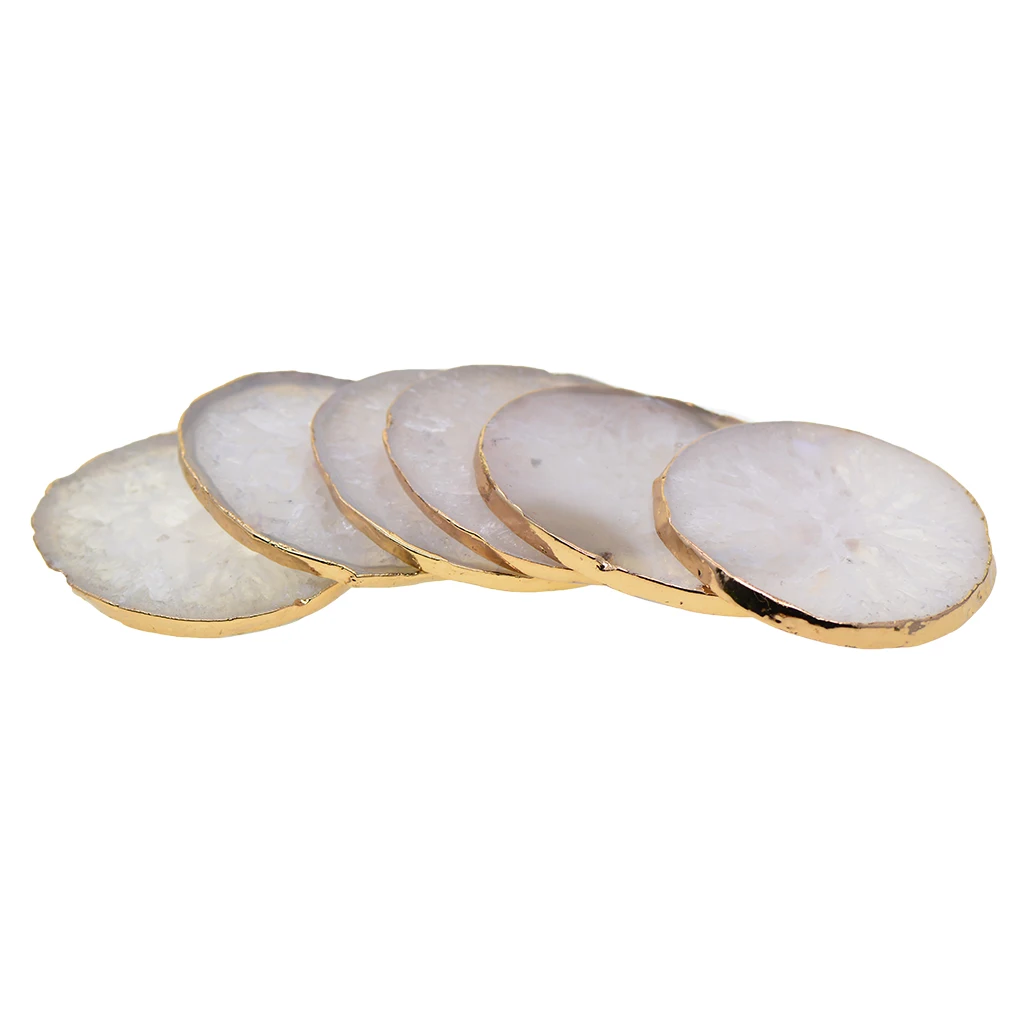 4Pcs Natural Agate Slices Geode Stones,Beverage Coasters Cup Mat,Irregular Crystals Collection Home Decoration Drink Gift