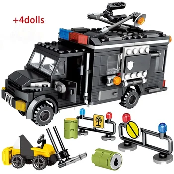 

City Security Swat Armored Truck Building Block Compatible Technic Police Figures Vehicle Bricks Education Toys For Child