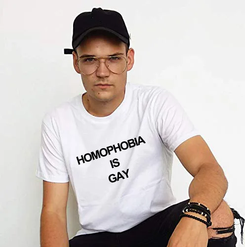 Homophobia Is Gay T-Shirt Letter Print T-shirt Men's Summer Style Outfit Aesthetic Tumblr Graphic Tees Tops Clothing | Мужская