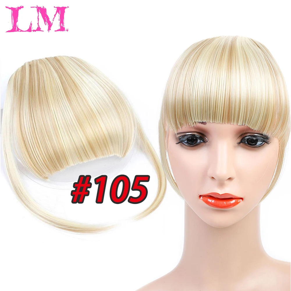 LiangMo Поддельные края тупые челки длинные заколки для волос расширение реальные натуральные женские Поддельные парик челка клип - Цвет: 105