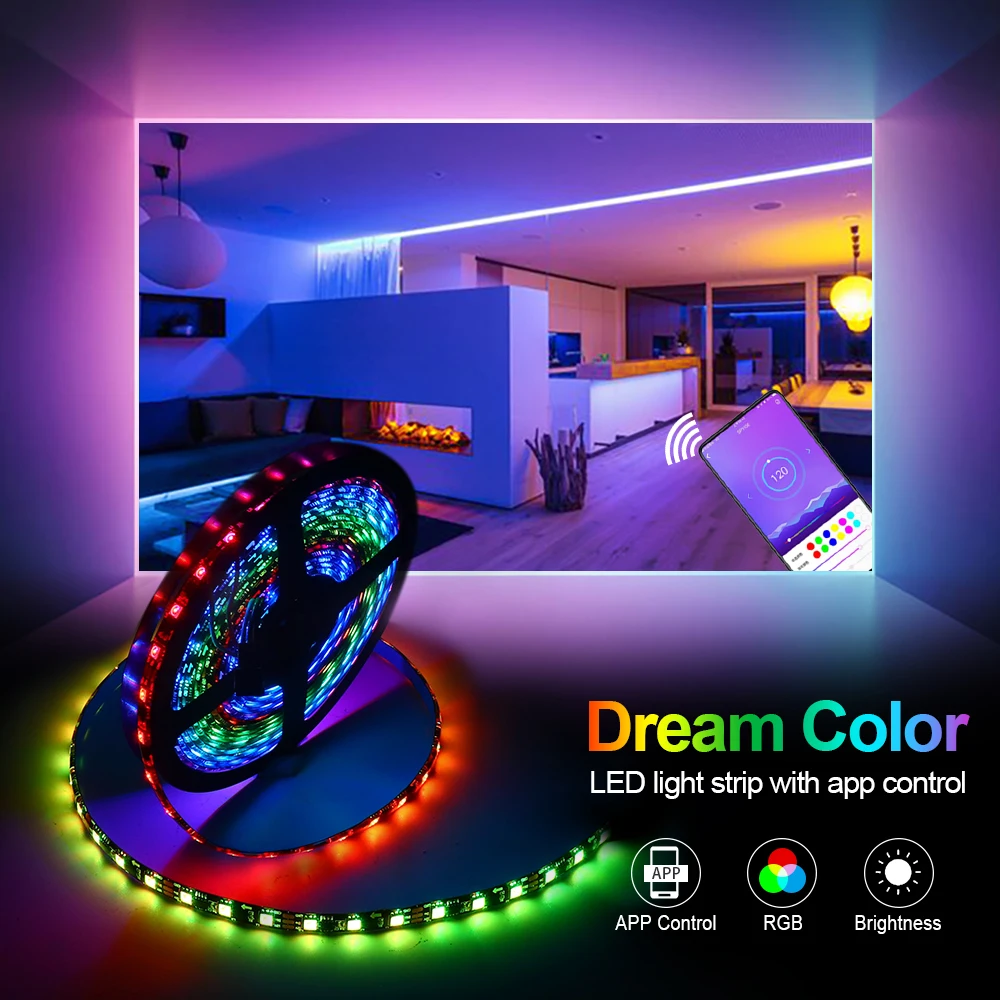 Светодиодная ленсветильник WS2811 12 В Bluetooth Контроллер Dream Color 30 светодиодов/м 60 1 м 2 3