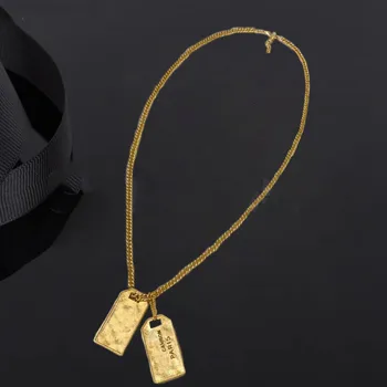

2020 New Brand Golden double Rectangle Pendant thick chain Long Necklace For Women's Party Gifts 2 orders