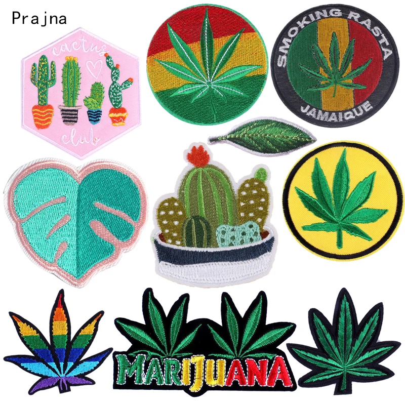 Зеленые нашивки Prajna с кактусами патчи вышивкой для одежды Значки рюкзака