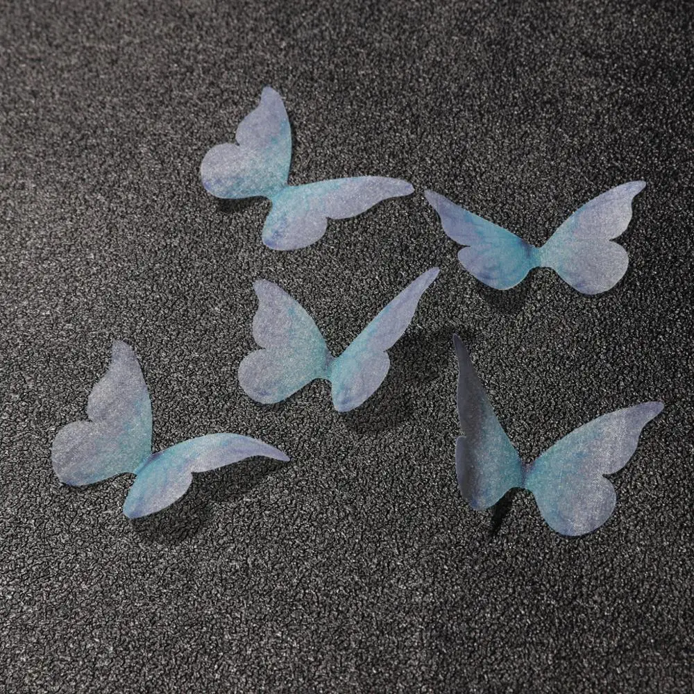 Mesh Butterfly Applique 10pcs Tulle Butterfly 3 Size Party Christmas Festival Wedding Decor Dress Needlework Decora handmade Craft Accessories