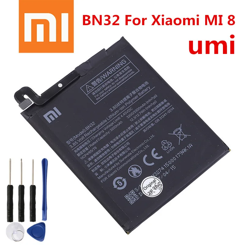 Аккумулятор BN32 Xiao Mi 100% для Xiaomi MI 8 umi оригинальный 3300 мАч инструменты в подарок |