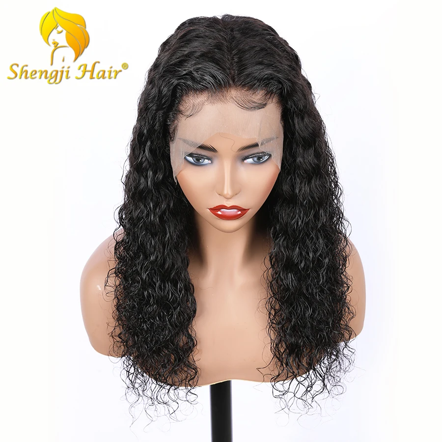180% плотность 360 синтетический фронтальный парик предварительно сорвал с волосами младенца 4,5 дюймов бразильские Remy человеческие волосы парики для черных женщин Shengji волос