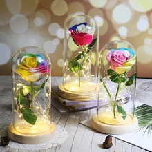 Многоцветный искусственный цветок Светодиодная лампа роза в стеклянной колбе Cupula De cestal Para Rosa День Святого Валентина подарок на день рождения матери