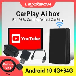 LEXXSON – autoradio Android 10, 4 go/64 go, navigation GPS, BT, lecteur multimédia, avec ia CarPlay, pour voiture Audi, Bmw, Mazda, Toyota, Netflix, Youtobe 